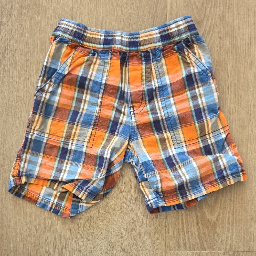 1989 Place Plaid Kids Shorts - Blue, Orange, Brown